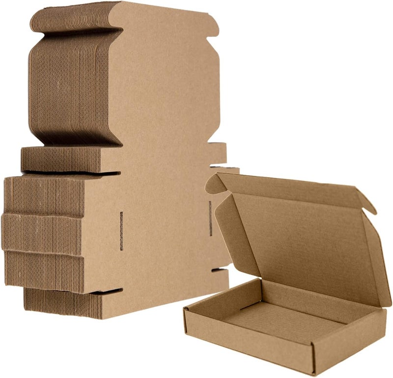 SUNLPH 50 Pack 6x4x1 Inches Small Shipping Boxes, Brown Corrugated Cardboard Boxes, Moving Mailing Packing Box - Image 1